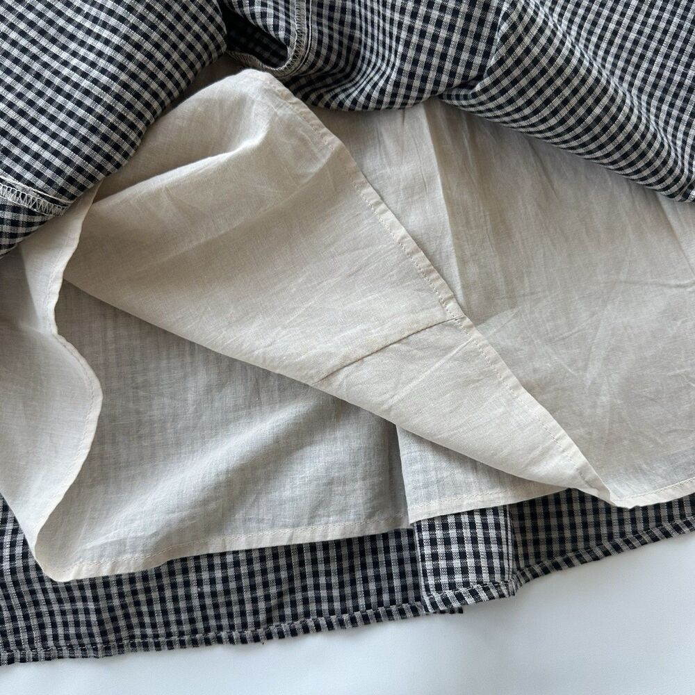 Storia Gingham Midi Dress Size Medium Black White Elastic Tie Waist - Picture 8 of 9